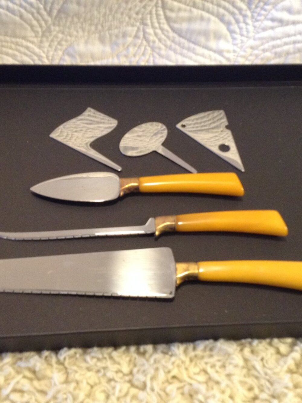 VTG Washington Forge 3pc Cheese Carving Set w/Markers Barware Entertaining MCM